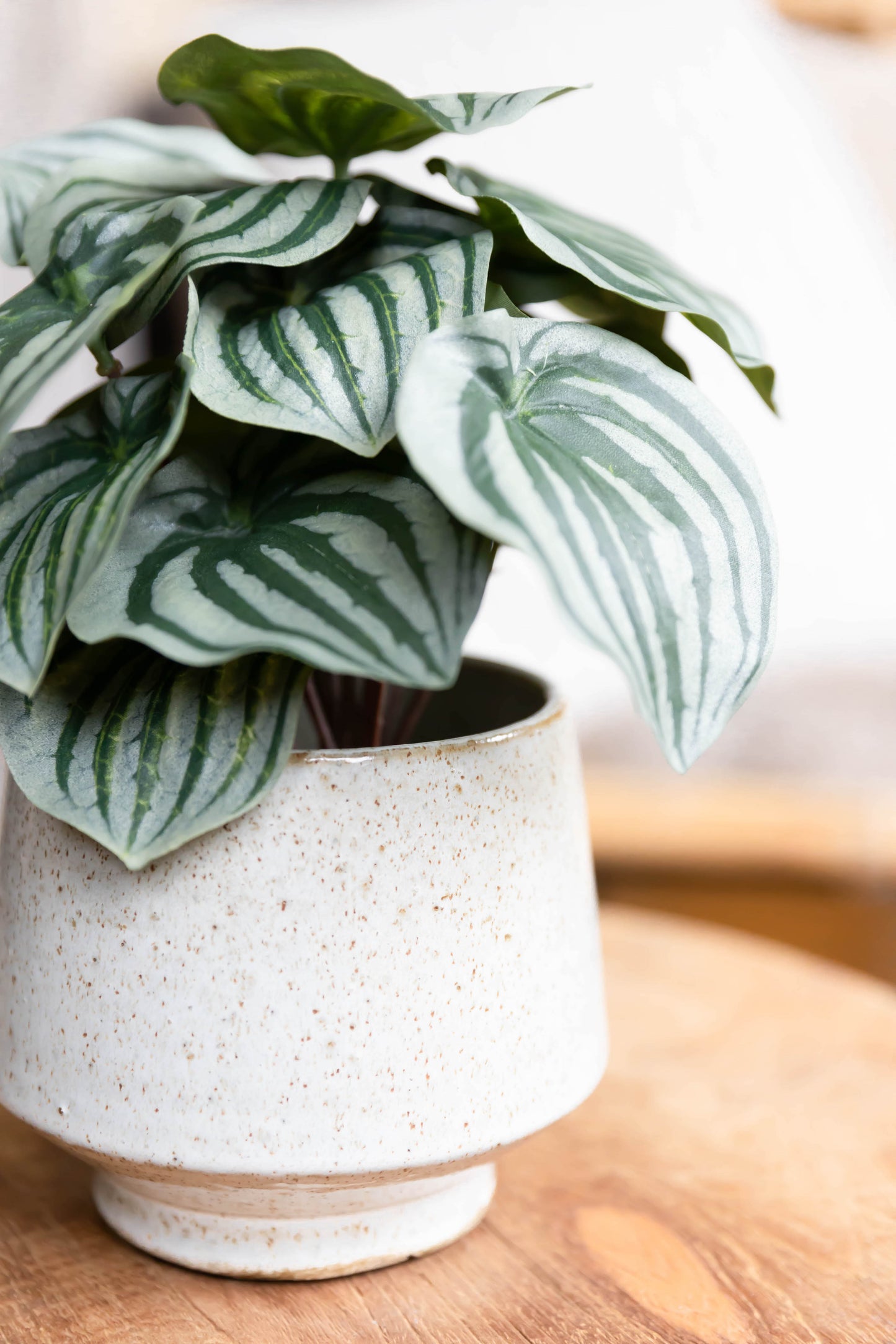 HANDGEFERTIGER TOPF - HELLGRAU MIT BEIGEN DETAILS